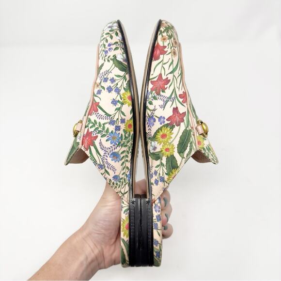 Gucci Princetown Flora Floral Horsebit Mules Loafers Size 38 - Picture 7 of 10